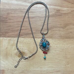 Silver and Turquoise Pendant Necklace